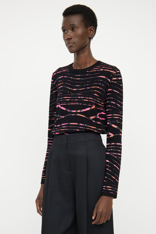 Kenzo Pink 
Black Knit Long Sleeve Top