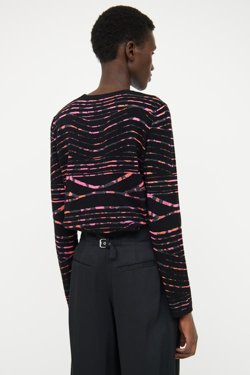 Kenzo Pink 
Black Knit Long Sleeve Top