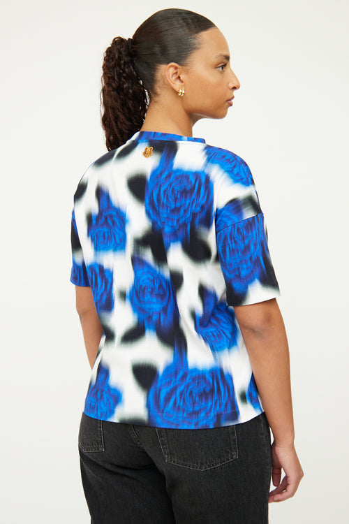 Kenzo Blue 
White Short Sleeve Top