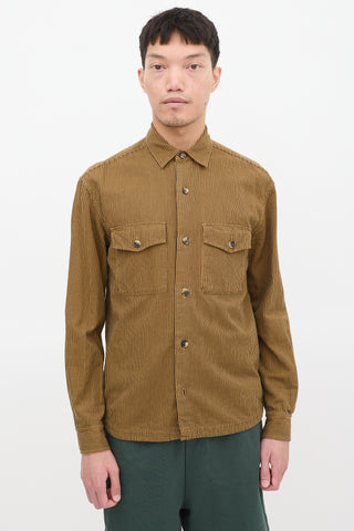 Kenzo Brown 
Black Striped Two Pocket Shirt