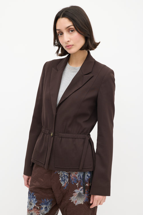 Kenzo Brown Wool Drawstring Blazer