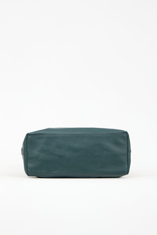 Kenzo Dark Green Leather Eye Tote