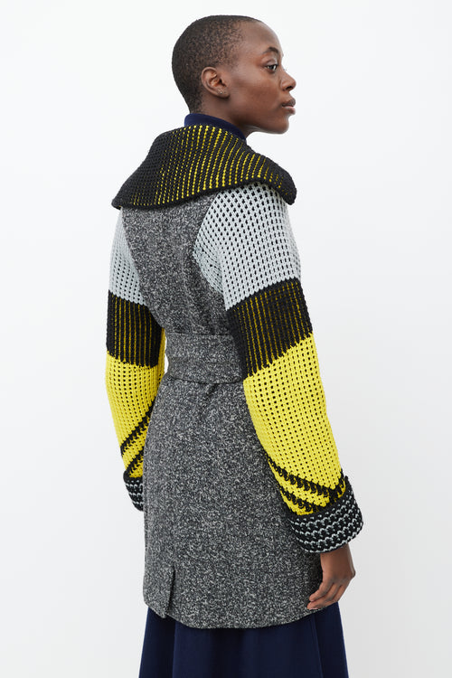 Kenzo Grey 
Yellow Knit Sleeve Jacket