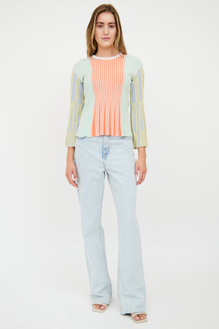 Kenzo Pink 
Multi Pastel Rib Knit Shirt