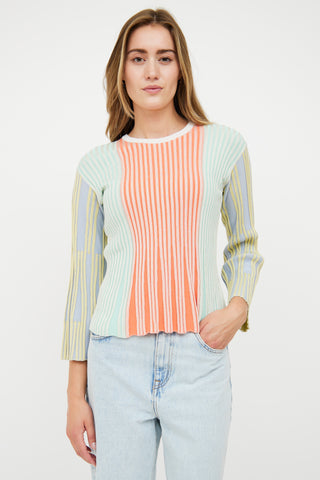 Kenzo Pink 
Multi Pastel Rib Knit Shirt