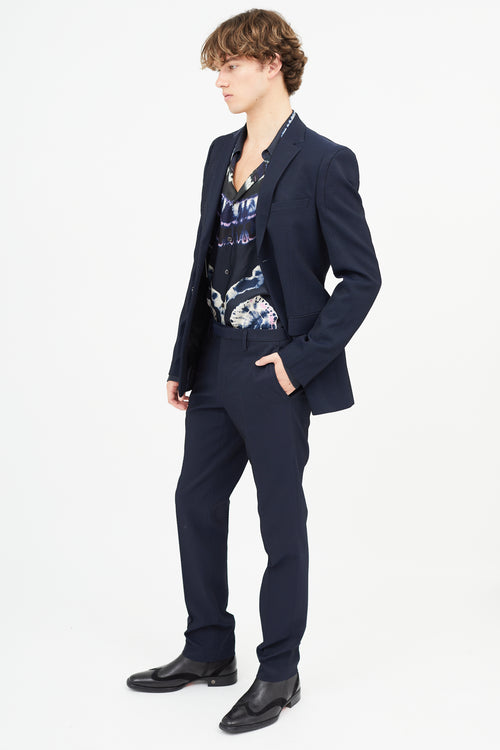 Kenzo Navy Textured Suit