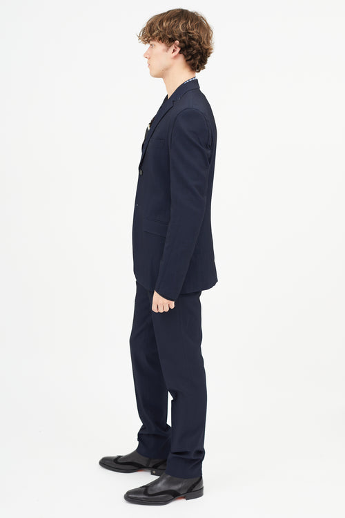 Kenzo Navy Textured Suit