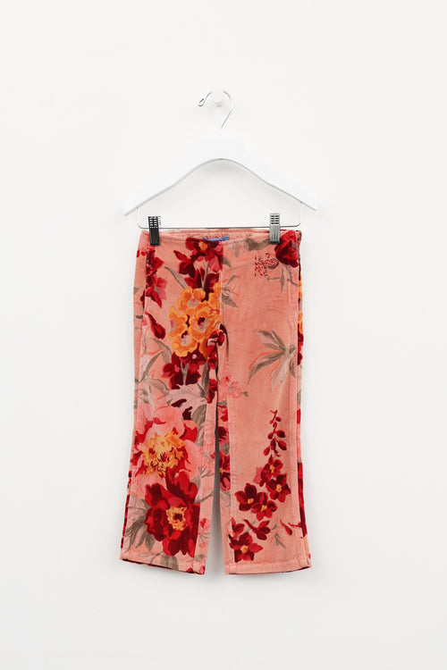 Kenzo Kids Pink Velvet Floral Pants