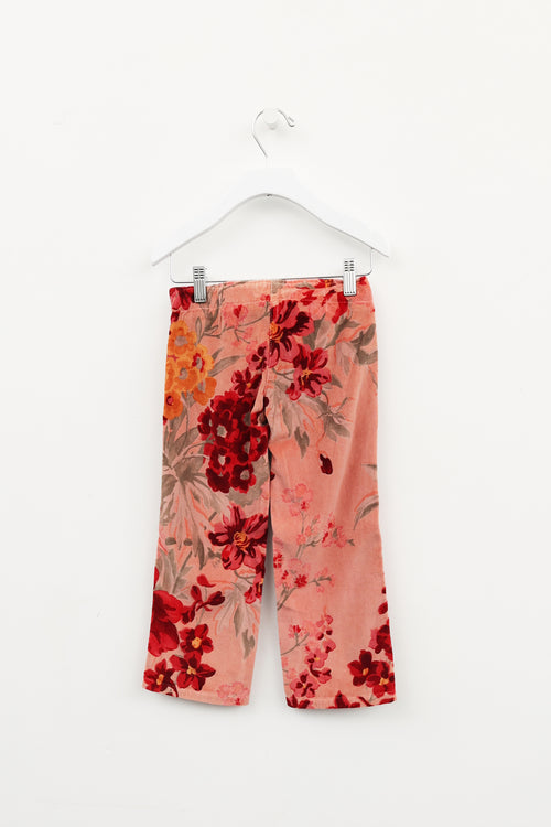 Kenzo Kids Pink Velvet Floral Pants