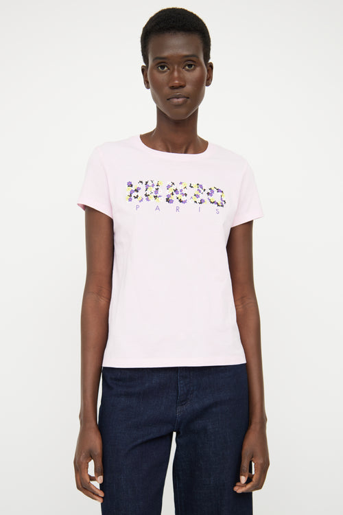 Kenzo Pink Floral Logo Top