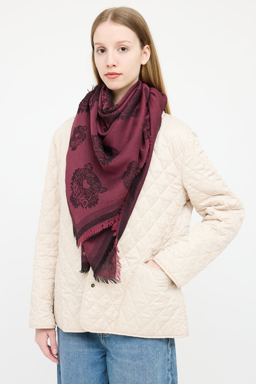 Kenzo Red Woven Patterned Scarf