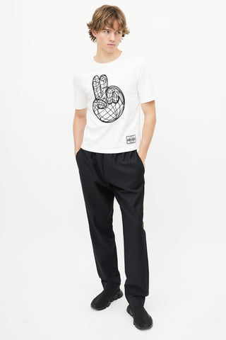 Kenzo White Embroidered Peace Sign T-Shirt