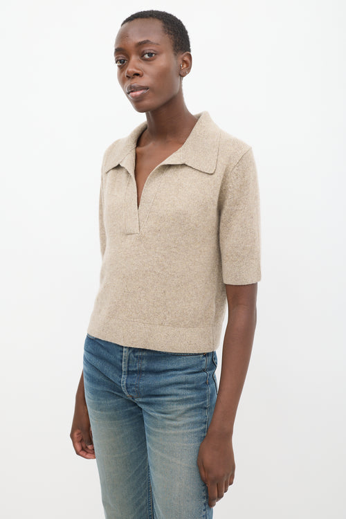 Khaite Beige Cashmere Knit Polo