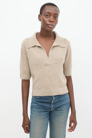 Khaite Beige Cashmere Knit Polo