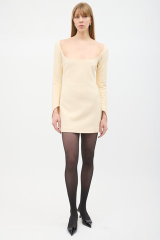 Khaite Cream Tate Square Neck Mini Dress