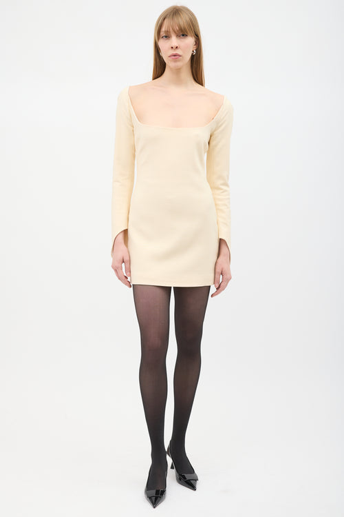 Khaite Cream Tate Square Neck Mini Dress