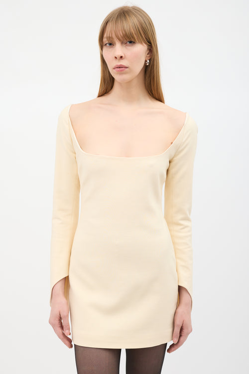 Khaite Cream Tate Square Neck Mini Dress