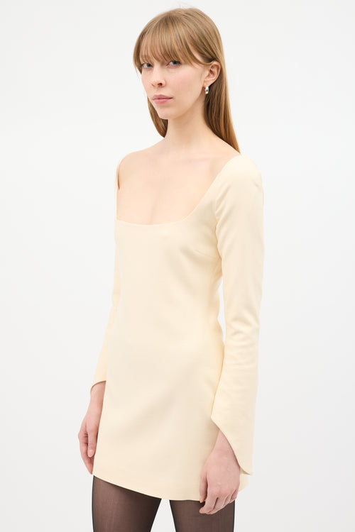 Khaite Cream Tate Square Neck Mini Dress