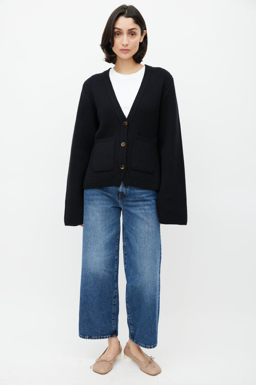 Khaite Black Cashmere Scarlet Cardigan