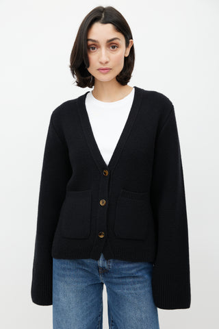 Khaite Black Cashmere Scarlet Cardigan