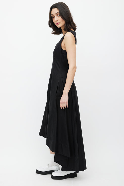 Khaite Black High Low Midi Dress