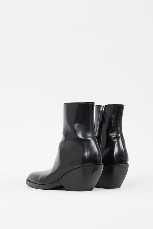 Khaite Black Leather Hooper Ankle Boot