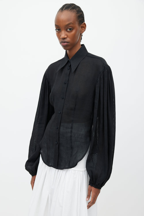 Khaite Black Linen Shirt