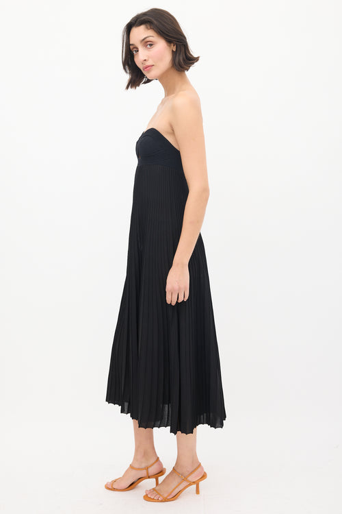 Khaite Black Ribbed Knit Annika Midi Dress