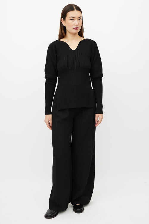 Khaite Black Merino Wool Knit Top