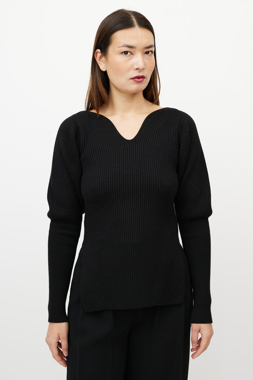 Khaite Black Merino Wool Knit Top