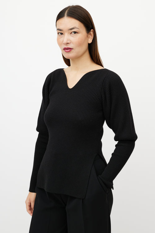 Khaite Black Merino Wool Knit Top