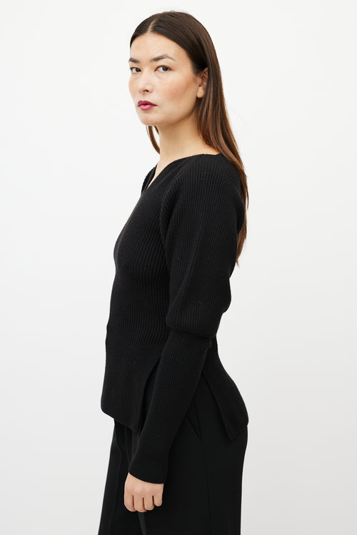 Khaite Black Merino Wool Knit Top