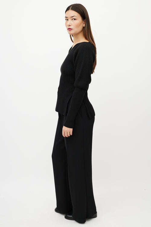 Khaite Black Merino Wool Knit Top