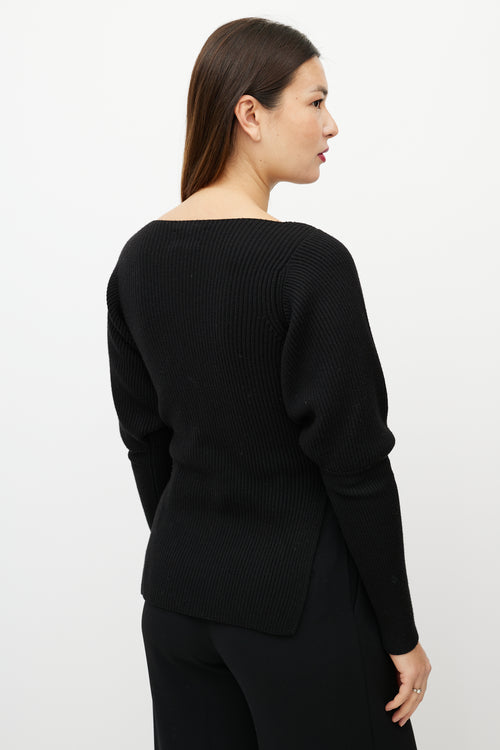 Khaite Black Merino Wool Knit Top