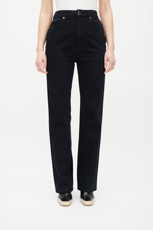 Khaite Black Danielle High Rise Straight Jeans