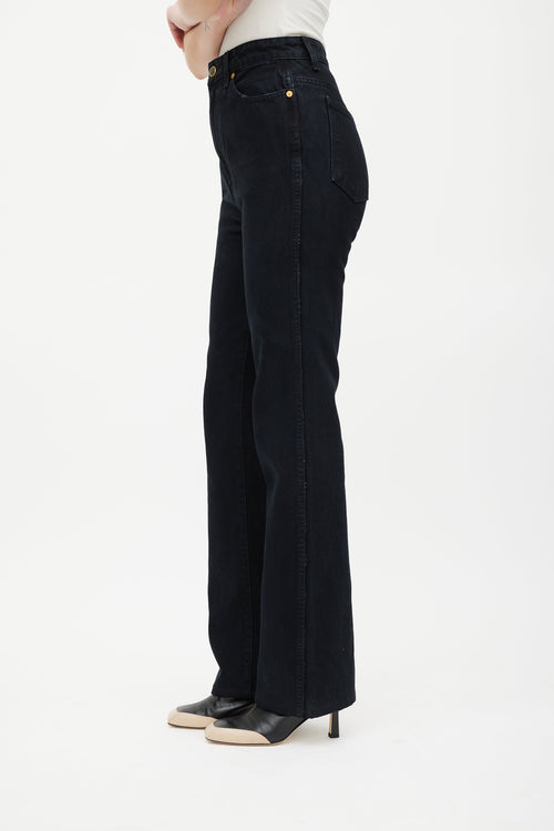 Khaite Black Danielle High Rise Straight Jeans