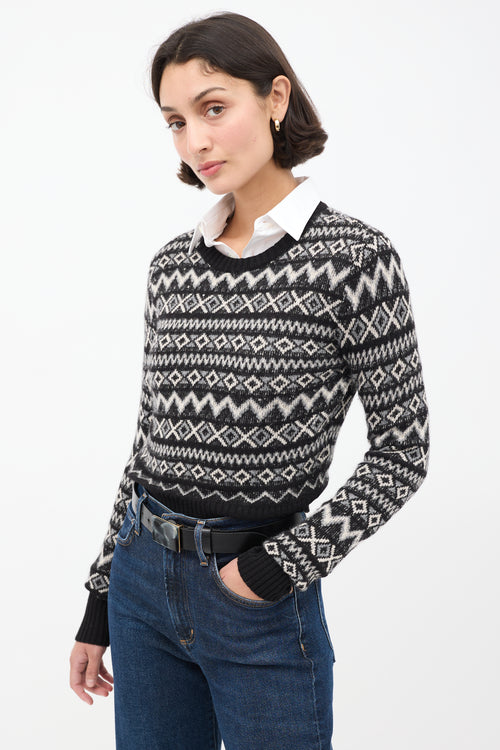 Khaite Black 
White Cashemere Geometric Aroon Sweater