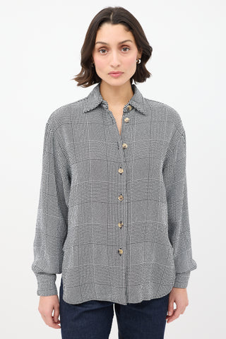 Khaite Black 
White Knit Check Shirt