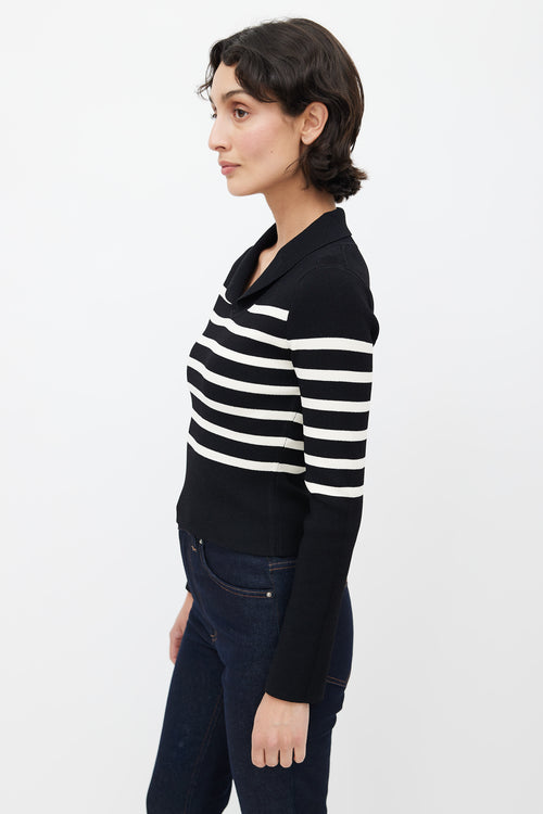 Khaite Black 
White Striped Cropped Sweater