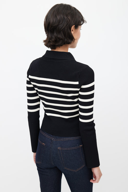 Khaite Black 
White Striped Cropped Sweater