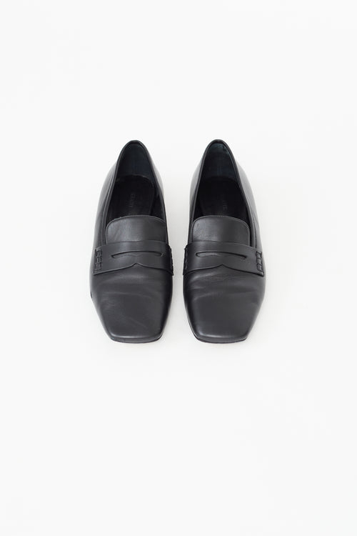 Khaite Black Leather Carlisle Penny Loafer