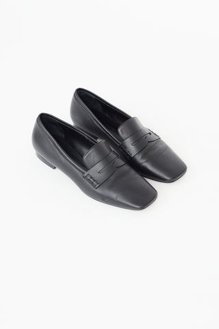 Khaite Black Leather Carlisle Penny Loafer