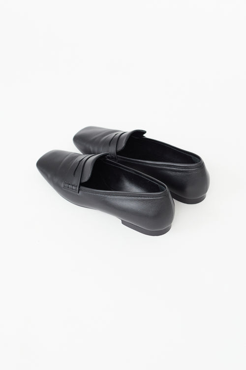 Khaite Black Leather Carlisle Penny Loafer