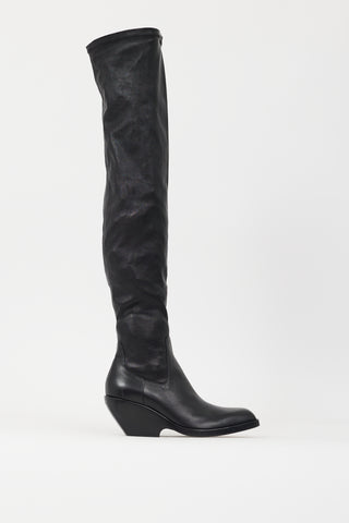 Khaite Black Leather The Hooper Thigh High Boot