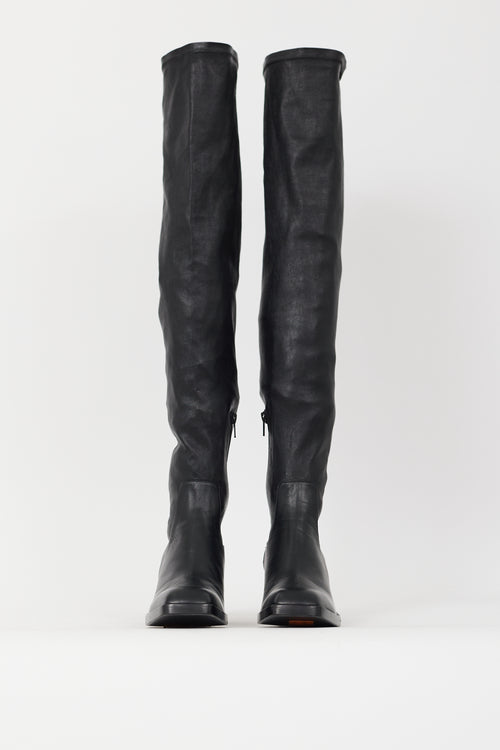 Khaite Black Leather The Hooper Thigh High Boot