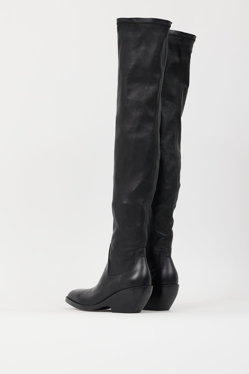 Khaite Black Leather The Hooper Thigh High Boot