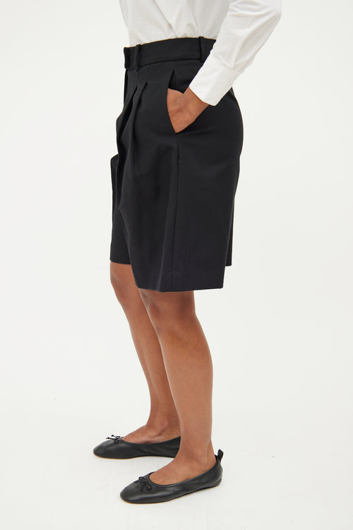 Khaite Black Pleated Short