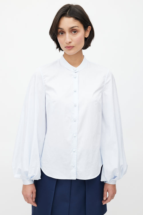 Khaite Blue Band Collar Shirt