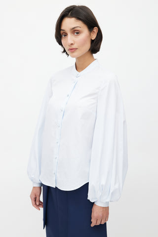 Khaite Blue Band Collar Shirt