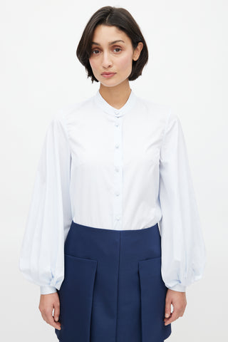 Khaite Blue Band Collar Shirt